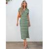 imageANRABESS Womens Summer Striped Midi Dress 2025 Casual Short Sleeve V Neck Loose Knitted Side Slit Long Beach DressesGreen White Stripe