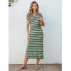 imageANRABESS Womens Summer Striped Midi Dress 2025 Casual Short Sleeve V Neck Loose Knitted Side Slit Long Beach DressesGreen White Stripe