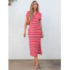imageANRABESS Womens Summer Striped Midi Dress 2025 Casual Short Sleeve V Neck Loose Knitted Side Slit Long Beach DressesRed White Stripe
