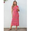 imageANRABESS Womens Summer Striped Midi Dress 2025 Casual Short Sleeve V Neck Loose Knitted Side Slit Long Beach DressesRed White Stripe