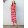 imageANRABESS Womens Summer Striped Midi Dress 2025 Casual Short Sleeve V Neck Loose Knitted Side Slit Long Beach DressesRed White Stripe