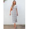 imageANRABESS Womens Summer Striped Midi Dress 2025 Casual Short Sleeve V Neck Loose Knitted Side Slit Long Beach DressesWhite Black Stripe