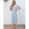 imageANRABESS Womens Summer Striped Midi Dress 2025 Casual Short Sleeve V Neck Loose Knitted Side Slit Long Beach DressesWhite Blue Stripe