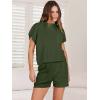 imageANRABESS Womens Two Piece Summer Outfits Knit Sweater Short Sets Pullover Tops ampamp Shorts Lounge Matching Clothes SetArmy Green
