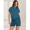 imageANRABESS Womens Two Piece Summer Outfits Knit Sweater Short Sets Pullover Tops ampamp Shorts Lounge Matching Clothes SetBlue