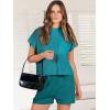 imageANRABESS Womens Two Piece Summer Outfits Knit Sweater Short Sets Pullover Tops ampamp Shorts Lounge Matching Clothes SetDeep Green