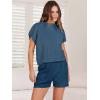 imageANRABESS Womens Two Piece Summer Outfits Knit Sweater Short Sets Pullover Tops ampamp Shorts Lounge Matching Clothes SetNavy Blue