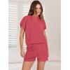 imageANRABESS Womens Two Piece Summer Outfits Knit Sweater Short Sets Pullover Tops ampamp Shorts Lounge Matching Clothes SetRose