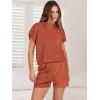 imageANRABESS Womens Two Piece Summer Outfits Knit Sweater Short Sets Pullover Tops ampamp Shorts Lounge Matching Clothes SetRust