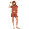imageANRABESS Womens Two Piece Summer Outfits Knit Sweater Short Sets Pullover Tops ampamp Shorts Lounge Matching Clothes SetRust