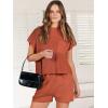 imageANRABESS Womens Two Piece Summer Outfits Knit Sweater Short Sets Pullover Tops ampamp Shorts Lounge Matching Clothes SetRust