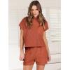 imageANRABESS Womens Two Piece Summer Outfits Knit Sweater Short Sets Pullover Tops ampamp Shorts Lounge Matching Clothes SetRust
