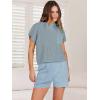 imageANRABESS Womens Two Piece Summer Outfits Knit Sweater Short Sets Pullover Tops ampamp Shorts Lounge Matching Clothes SetSky