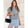 imageANRABESS Womens Two Piece Summer Outfits Knit Sweater Short Sets Pullover Tops ampamp Shorts Lounge Matching Clothes SetSky