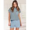 imageANRABESS Womens Two Piece Summer Outfits Knit Sweater Short Sets Pullover Tops ampamp Shorts Lounge Matching Clothes SetSky