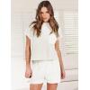 imageANRABESS Womens Two Piece Summer Outfits Knit Sweater Short Sets Pullover Tops ampamp Shorts Lounge Matching Clothes SetWhite