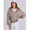 imageANRABESS Womens Zip Up Hoodies Cropped Sweatshirts Casual Zip Jackets 2025 Fashion Trendy Spring OutfitsKhaki
