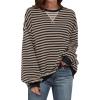 imageANRABESS Women Striped Oversized Sweatshirt Long Sleeve Crewneck Shirts 2025 Fall Fashion Pullover Sweater Trendy ClothesBlack Grey