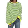imageANRABESS Women Striped Oversized Sweatshirt Long Sleeve Crewneck Shirts 2025 Fall Fashion Pullover Sweater Trendy ClothesGrey Fluorescent Green