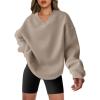 imageANRABESS Womens Oversized V Neck Sweatshirt Fleece Long Sleeve Hoodies Pullover Comfy Top Outfits 2024 Teen Preppy ClothesLight Brown