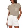 imageANRABESS Womens Two Piece Summer Outfits Knit Sweater Short Sets Pullover Tops ampamp Shorts Lounge Matching Clothes SetKhaki White