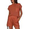 imageANRABESS Womens Two Piece Summer Outfits Knit Sweater Short Sets Pullover Tops ampamp Shorts Lounge Matching Clothes SetRust