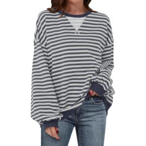 imageANRABESS Women Striped Oversized Sweatshirt Long Sleeve Crewneck Shirts 2025 Fall Fashion Pullover Sweater Trendy ClothesGrey Blue