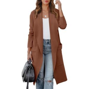imageANRABESS Womens Long Cardigan Sweater 2025 Fall Fashion Casual Oversized Knit Open Front Coatigan Jacket Coat Trendy OutfitsCoffee