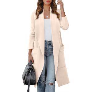 imageANRABESS Womens Long Cardigan Sweater 2025 Fall Fashion Casual Oversized Knit Open Front Coatigan Jacket Coat Trendy OutfitsLight Pink