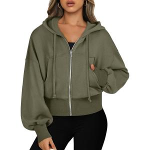 imageANRABESS Womens Zip Up Hoodies Cropped Sweatshirts Casual Zip Jackets 2025 Fashion Trendy Spring OutfitsArmy Green