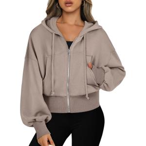 imageANRABESS Womens Zip Up Hoodies Cropped Sweatshirts Casual Zip Jackets 2025 Fashion Trendy Spring OutfitsKhaki