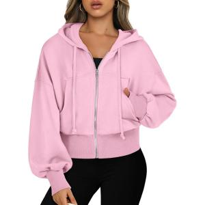imageANRABESS Womens Zip Up Hoodies Cropped Sweatshirts Casual Zip Jackets 2025 Fashion Trendy Spring OutfitsPink