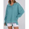 imageANRABESS Womens Sweatshirts Oversized Casual Loose Button Up Henley Pullover Top High Low Split 2025 Fall Fashion OutfitsLake Green