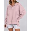 imageANRABESS Womens Sweatshirts Oversized Casual Loose Button Up Henley Pullover Top High Low Split 2025 Fall Fashion OutfitsPink
