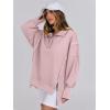 imageANRABESS Womens Sweatshirts Oversized Casual Loose Button Up Henley Pullover Top High Low Split 2025 Fall Fashion OutfitsPink
