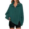 imageANRABESS Womens Sweatshirts Oversized Casual Loose Button Up Henley Pullover Top High Low Split 2025 Fall Fashion OutfitsForest