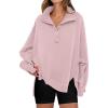 imageANRABESS Womens Sweatshirts Oversized Casual Loose Button Up Henley Pullover Top High Low Split 2025 Fall Fashion OutfitsPink
