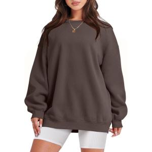 imageANRABESS Sweatshirt for Women Oversized Crewneck Hoodies Fleece Casual Pullover Top Fall Fashion Outfits Clothes 2025Dark Brown