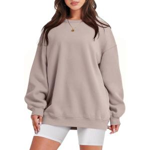 imageANRABESS Sweatshirt for Women Oversized Crewneck Hoodies Fleece Casual Pullover Top Fall Fashion Outfits Clothes 2025Light Khaki
