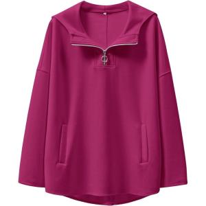 imageANRABESS Womens Oversized Hoodie Quarter Zip Sweatshirts 2025 Spring Tunic Pullover Top Trendy Teen Girls Preppy ClothesHot Pink