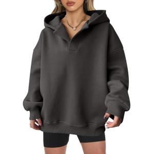 imageANRABESS Womens Oversized Hoodies V Neck Sweatshirts Long Sleeve Pullover Casual Fall Teen Girls Preppy Clothes 2025 TrendyDark Grey