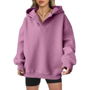 imageANRABESS Womens Oversized Hoodies V Neck Sweatshirts Long Sleeve Pullover Casual Fall Teen Girls Preppy Clothes 2025 TrendyDark Pink