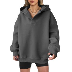 imageANRABESS Womens Oversized Hoodies V Neck Sweatshirts Long Sleeve Pullover Casual Fall Teen Girls Preppy Clothes 2025 TrendyDeep Grey