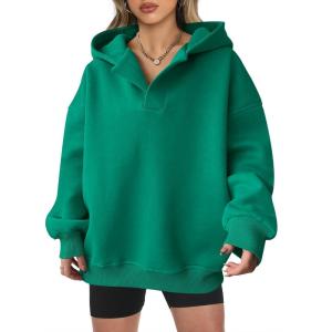 imageANRABESS Womens Oversized Hoodies V Neck Sweatshirts Long Sleeve Pullover Casual Fall Teen Girls Preppy Clothes 2025 TrendyGreen
