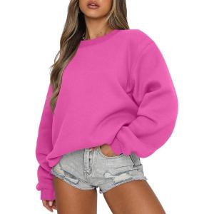 imageANRABESS Womens Sweatshirts Hoodies Crewneck Oversized Fleece Pullover Sweaters Cute Top Y2K Teen Girls Preppy Clothes 2024Hot Pink