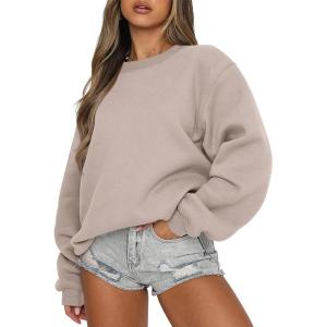 imageANRABESS Womens Sweatshirts Hoodies Crewneck Oversized Fleece Pullover Sweaters Cute Top Y2K Teen Girls Preppy Clothes 2024Light Khaki