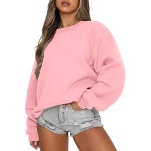 imageANRABESS Womens Sweatshirts Hoodies Crewneck Oversized Fleece Pullover Sweaters Cute Top Y2K Teen Girls Preppy Clothes 2024Pink