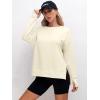 imageANRABESS Sweatshirts for women 2024 Fall Fashion Shirts Long Sleeve Crewneck Lightweight Side Split Casual Pullover TopAlmond