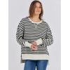 imageANRABESS Sweatshirts for women 2024 Fall Fashion Shirts Long Sleeve Crewneck Lightweight Side Split Casual Pullover TopBlack White