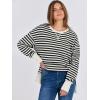 imageANRABESS Sweatshirts for women 2024 Fall Fashion Shirts Long Sleeve Crewneck Lightweight Side Split Casual Pullover TopBlack White